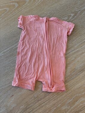 Little Sleepies Solid Peachy Pink Shorty Romper | 3-6 Months